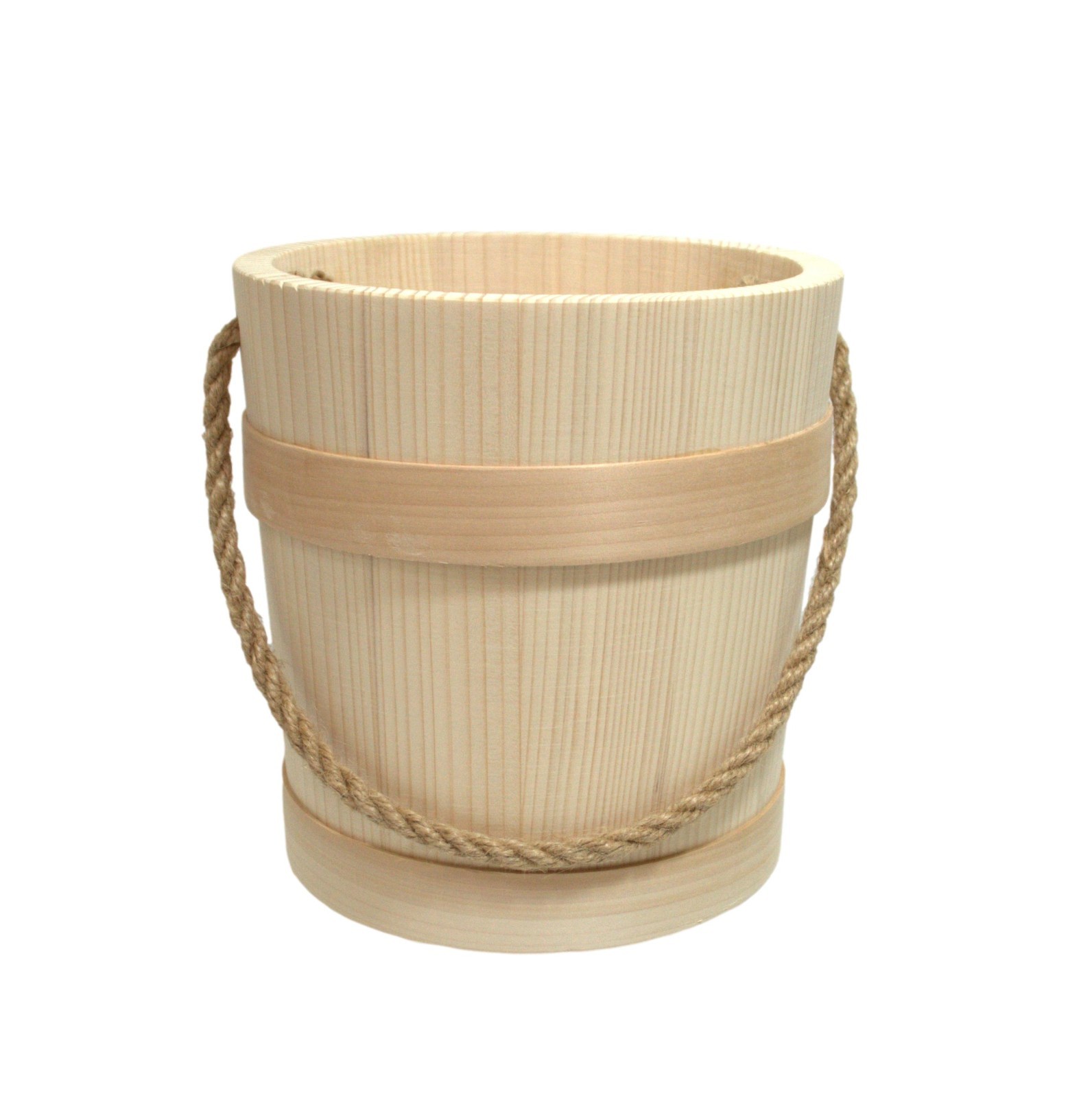 Seau en bois ancien 4L avec anse pour pot de fleurs extérieur et sauna