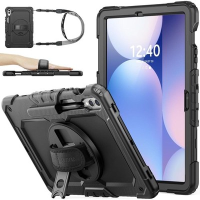 SEYMAC Samsung Galaxy Tab S10+ S9+ S9 FE+ Case 12.4'' Rugged Hand Strap Black