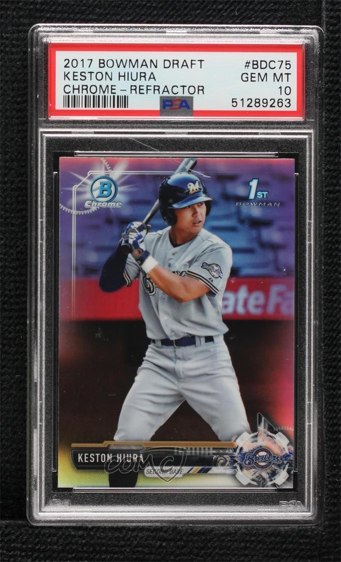2017 Bowman Draft Chrome Refractor Keston Hiura #BDC-75 PSA 10 GEM MT yf1