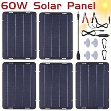 60W Solar Panel 12V Trickle Charger Battery Charger Kit Maintainer Boat Car RV