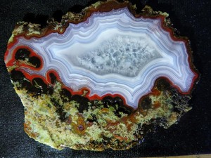SUPER "AGUA NUEVA" AGATE UV FLUORESCENT SLAB,4 OZ. 5"X4"X1/4" FROM MEXICO