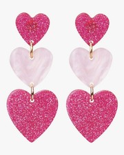 Heart Earrings Dangle Valentine's Day Earrings Pink Heart Earrings Red Heart...