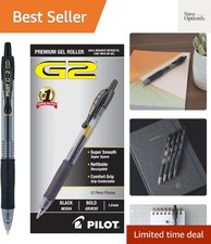 G2 Gel Pens, Black Pens, Bold Point 1 mm, 12 Black