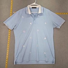 G/FORE Polo Shirt Mens Medium Blue Skull Logo Golf Performance Short Sleeve