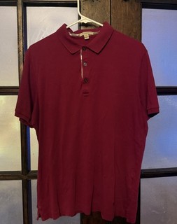 Burberry Brit Polo Camicia Uomo Taglia XL Rosso Marrone Lusso