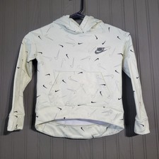 Nike Swooshfetti Hoodie Sweatshirt Nike Swoosh Yellow Youth Girls Small 4-5 Year