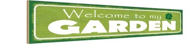 Holzschild 10x46 cm Welcome to my Garden Garten Geschenk Deko Geschenk Holz Schi