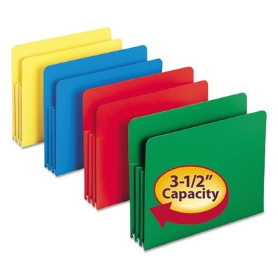 Smead Poly File Pocket, Straight-Cut Tab, 3-1/2'' Letter, Assorted Colors