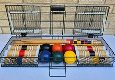 Vintage Sportcraft Croquet Set 02041 Metal Wire Cage Carry Case 2001 Complete