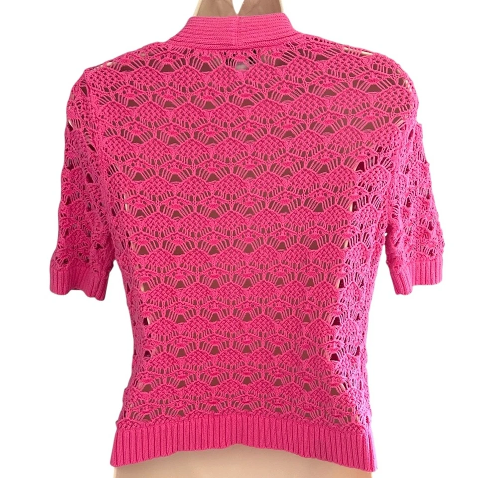 Cárdigan abierto/encogido de hombros rosa vintage Y2K manga corta talla pequeña Foto 4 de 4