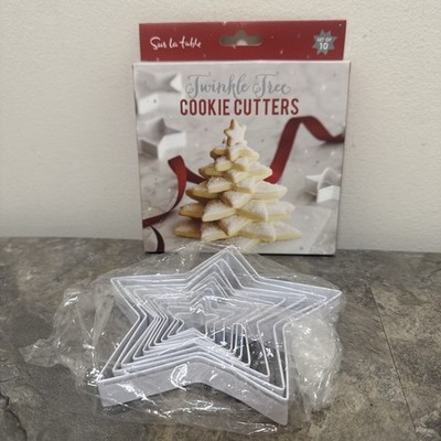 Sur la Table Christmas Tree Cookie Cutters Twinkle Star 10 Cutter Gift NEW