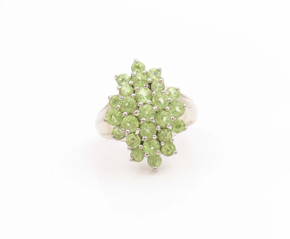 925 Sterling Silver Vintage Ring Topaz Cluster Statement Band  Sz 5.5  RG33972 - Image 2 of 4