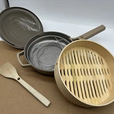 Our Place Always Pan Ceramic Non-Stick Spruce Steamer, Strainer, Spoon Set Spice