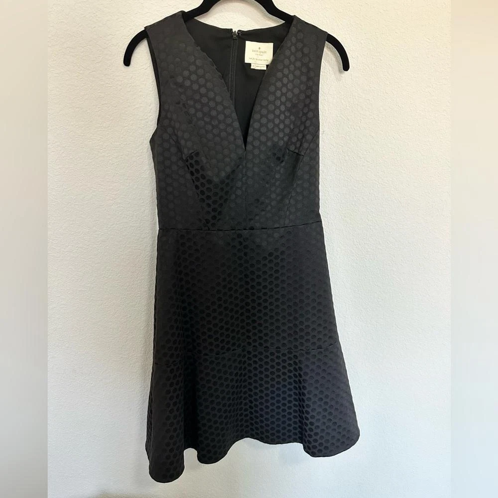 Abito Kate Spade Bakery Dot Jacquard Mini Fit Svasato Nero 2