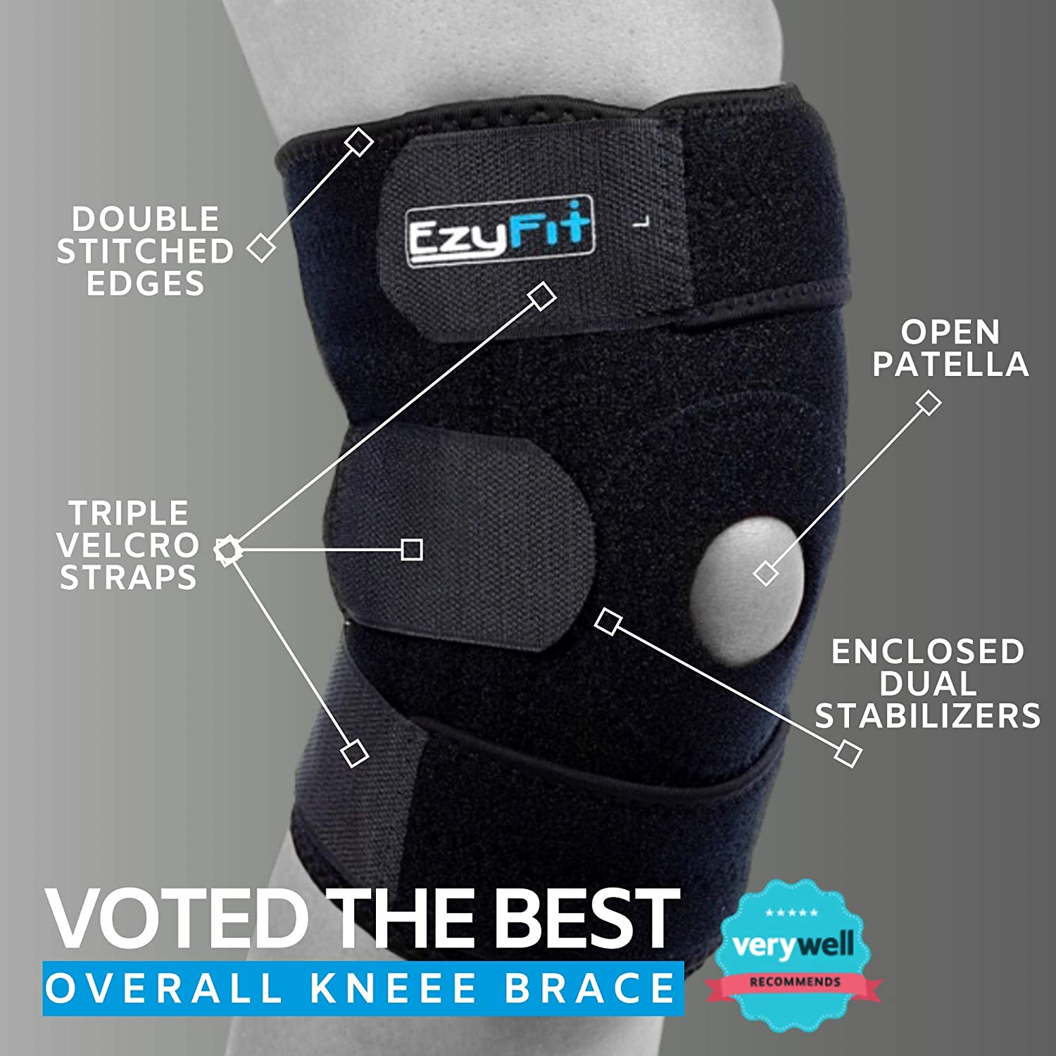 EzyFit Knee Brace Support For Arthritis, ACL, LCL, MCL, Sports Exercise