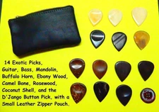 Guitar PICKS, Bass Picks, Horn Bone Coconut Shell PICKS, Django Button, MANDOLIN