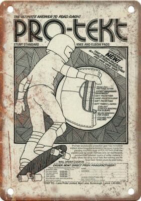 Pro-Tekt Vintage Skateboard Pad Ad 12'' x 9'' Reproduction Metal Sign S242