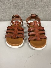 Wonder Nation Girls Tan Brown Faux Leather Gladiator Sandals Size 3