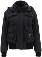 Nwt Kenzo Women's Short Parka/coat /jacket W/removable Hood Sz M Black W/logo