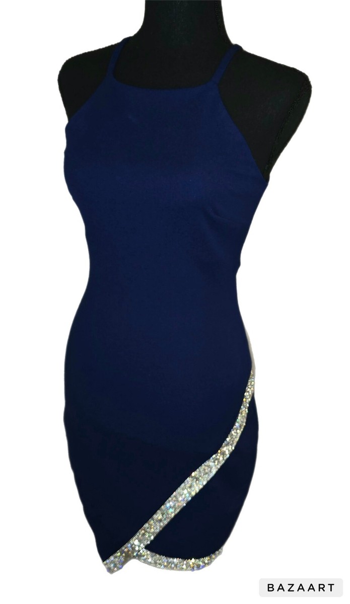 slim fit dress slacks Discount Halter Navy Blue Mini A Line Short Homecoming Dresses, BTW205 –  sweetbridals main image 1