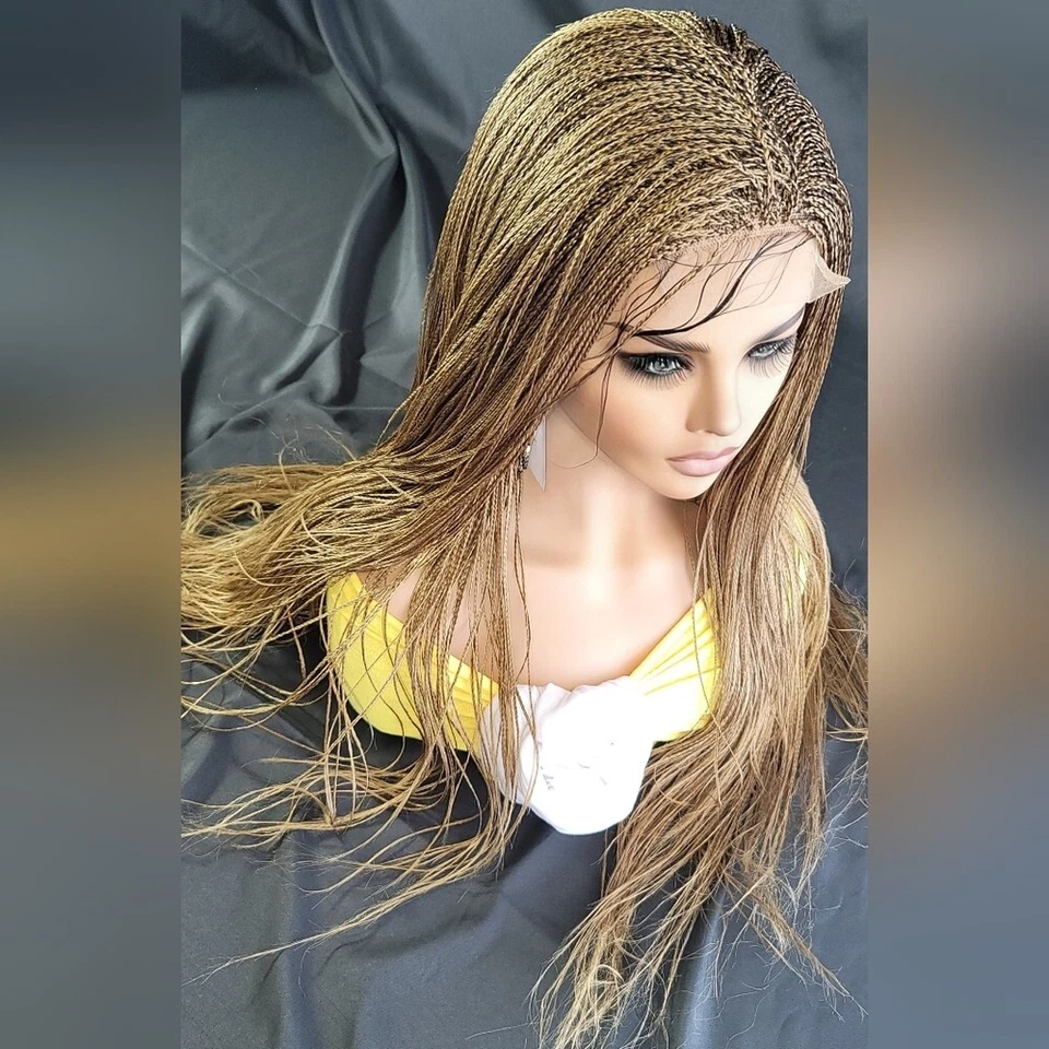 Ручной работы микро миллион косы парик медовый блондин полный кружева, легкий длинный, новый с Ярлыками  - Изображение 4 из 4