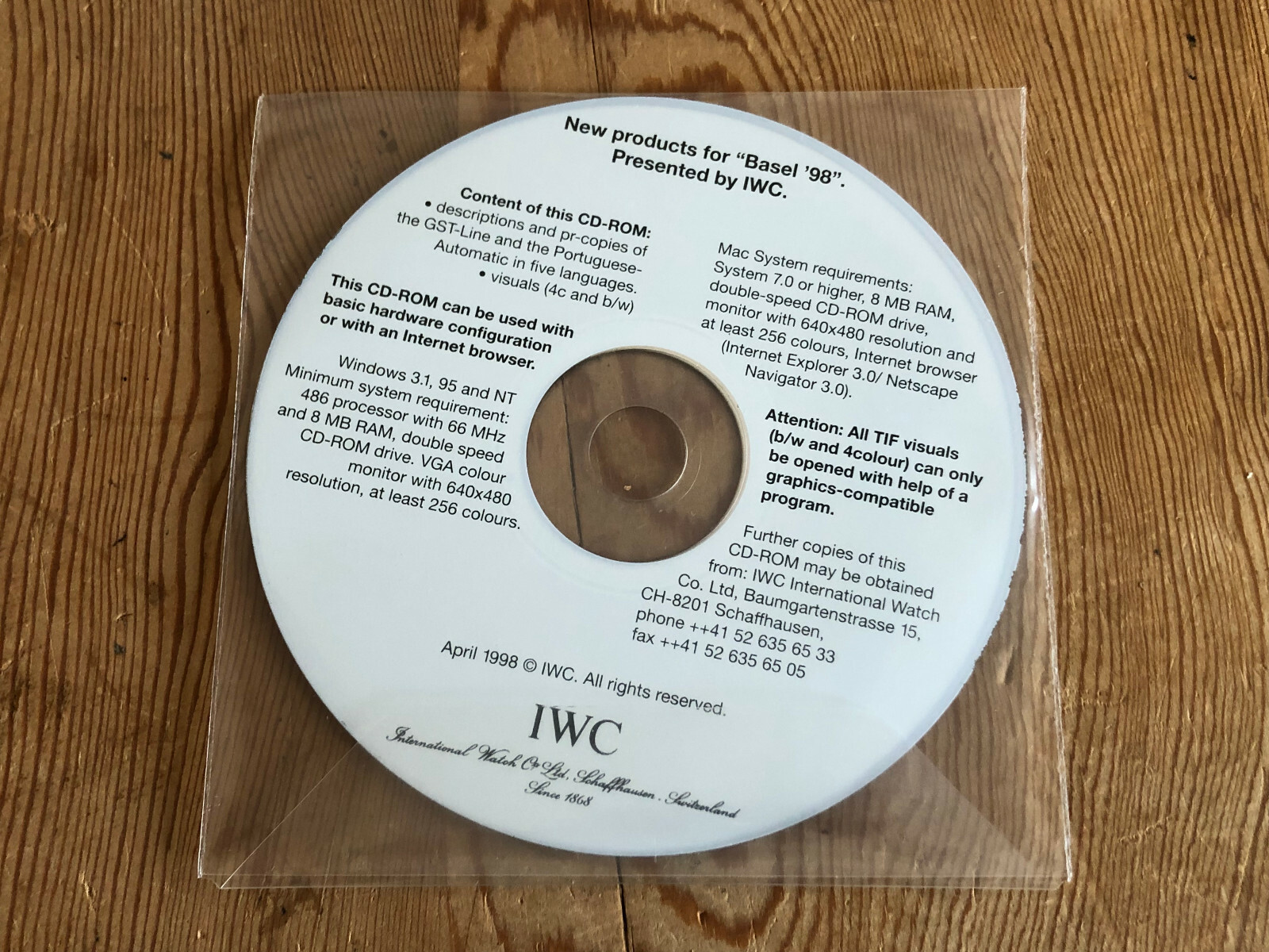 IWC Basel 98 Collector's Edition Press CD ROM - New Releases