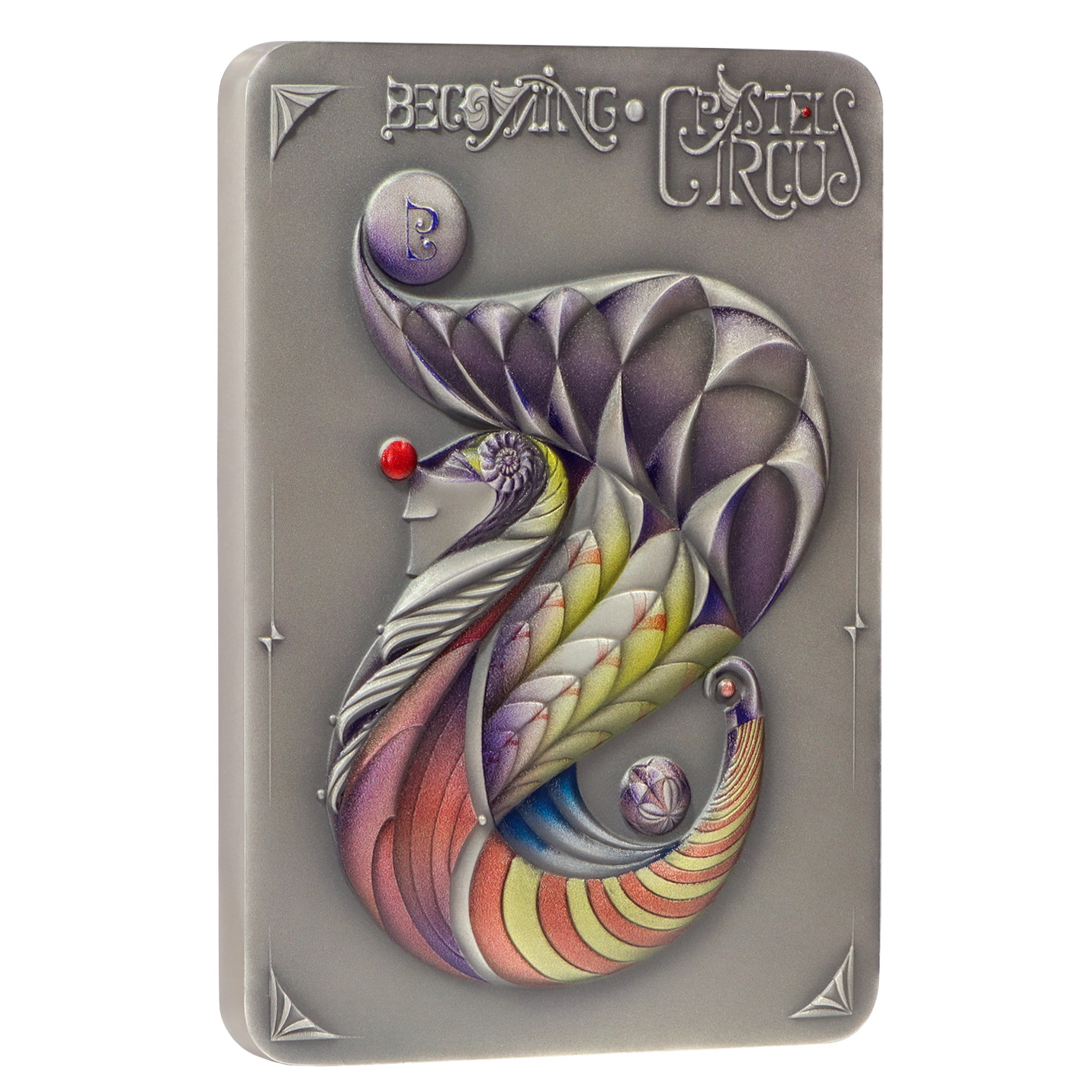 Moneda de plata de 5 dólares serie circo pastel 'Becoming', rectángulo, limitada