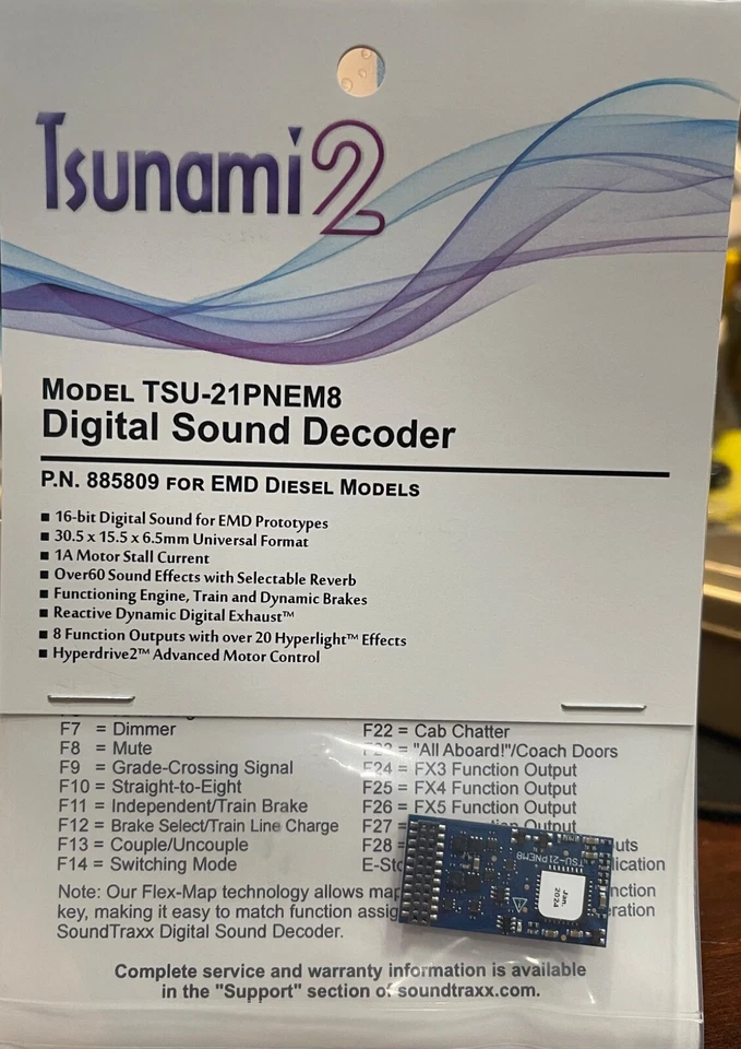 Soundtraxx Tsunami2 TSU-21PNEM8 .. 21 Pin Sound Decoder : EMD Diesel ~ 885809 - Image 3 of 3