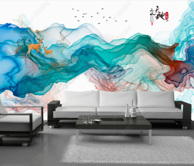 3D Abstract Landscape Elk Wallpaper Wall Mural Removable Self-adhesive 16