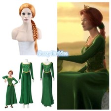 SN-F6-5 Womens Princess Ogre Fiona Green Shrek Tudor Medieval Costume Wig