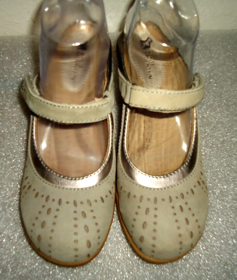 Zapatos Mula Gamuza Cuero Genuino Montaña Blanco Color Moca Talla US-7M/EU-37 Foto 2 de 4