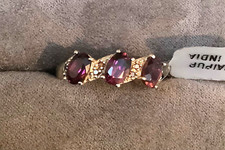 9ct rhodolite garnet and cognac diamond ring size N1/2 yellow gold