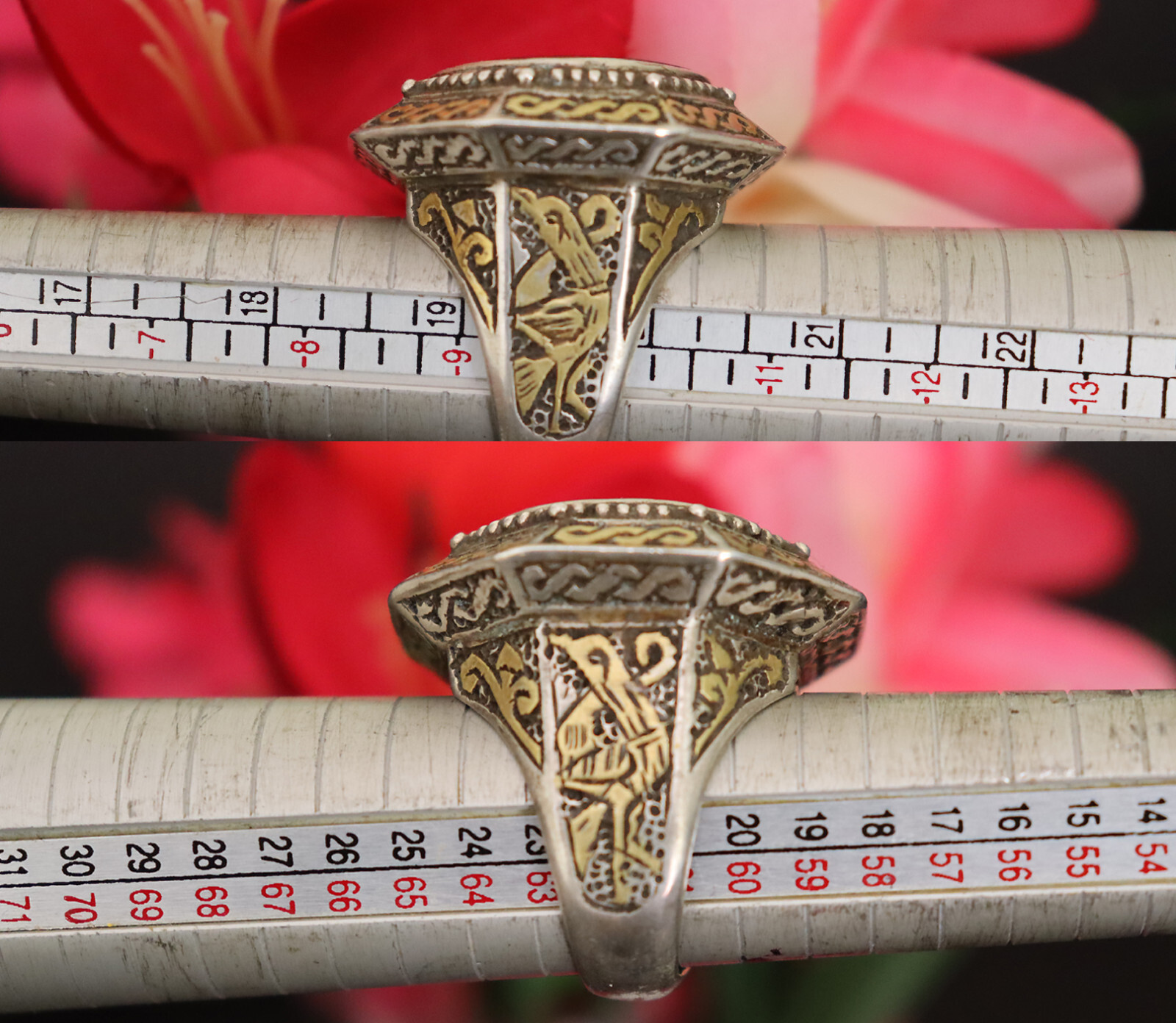 Orient Turkmen solid silver hematite signet ring … - image 20