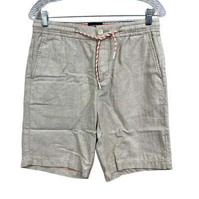 Scotch & Soda Shorts Fave Linen Blend Drawstring Pockets Zip Fly Beige Men Sz 28