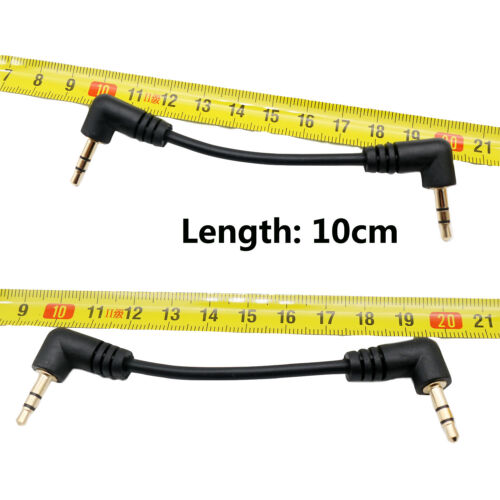 10x 10cm 3.5mm Male 3-Pole Right Angle To Male Right Stereo Car AUX Audio Cable - Picture 1 of 8
