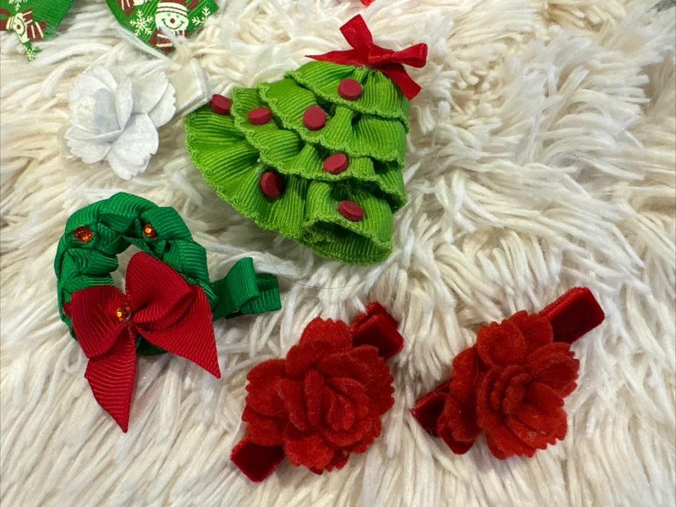 Small Holiday Hair Bows / LOT Of 22 Christmas Halloween Easter 4th of July - Image 4 of 4