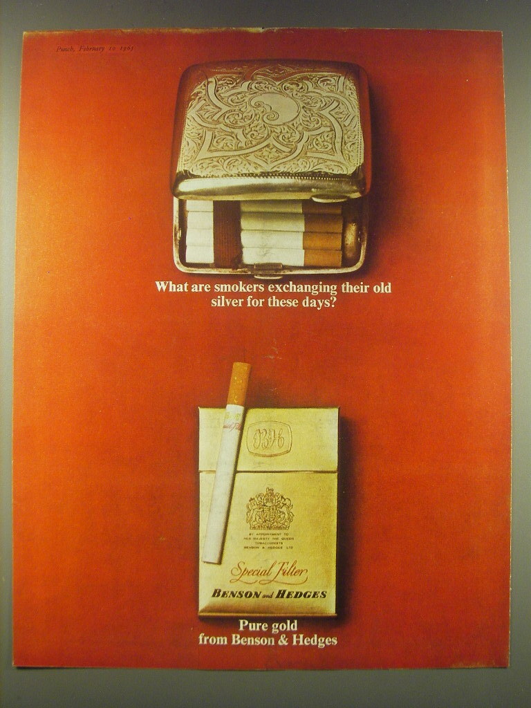 benson and hedges gold cigarettes 1965 Benson and Hedges Special Filter Cigarettes Ad