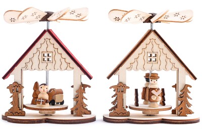 BRUBAKER 2er Set Weihnachtspyramiden Adventshaus 10,5cm Pyramiden Weihnachtsdeko