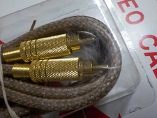 NOS Professional Video Hi Fi RCA to RCA 6 ft Cable GOLD Plated Braided Subwoofer