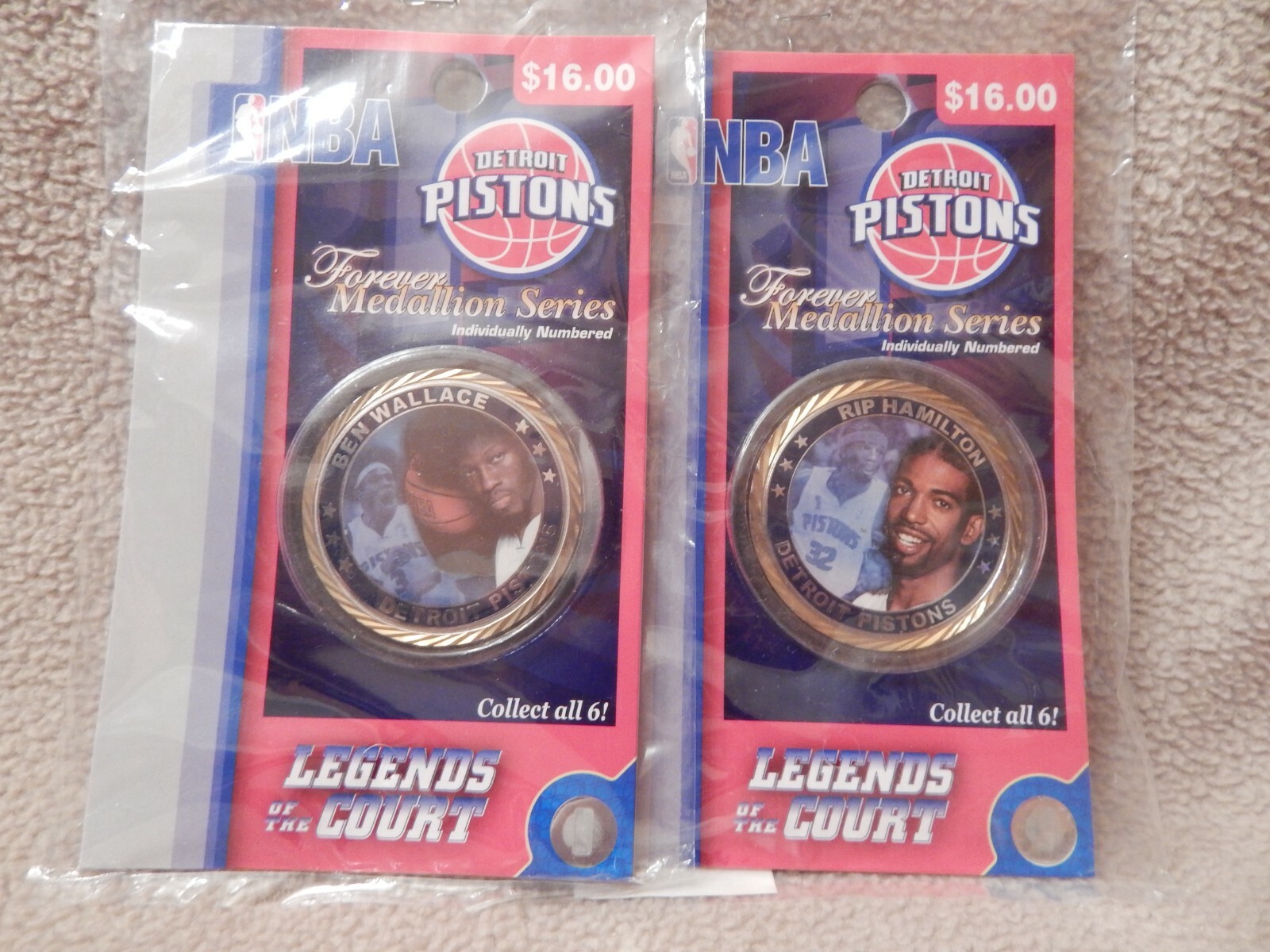 Detroit Pistons Legends of the Court Forever Medallion Series Set of 6