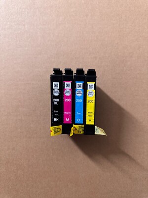 4pk Genuine Epson 200XL Black & 200 3-Color Ink XP300 XP310 XP400 WF2530 WF2540