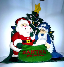 Bucilla Christmas Felt Wreath Santa, Snowman, Snowflake Complete, Finished