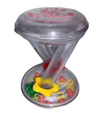 Johnson & Johnson Playpath ROLLING CIRCUS Clear Baby Rattle Clowns Stars Beads