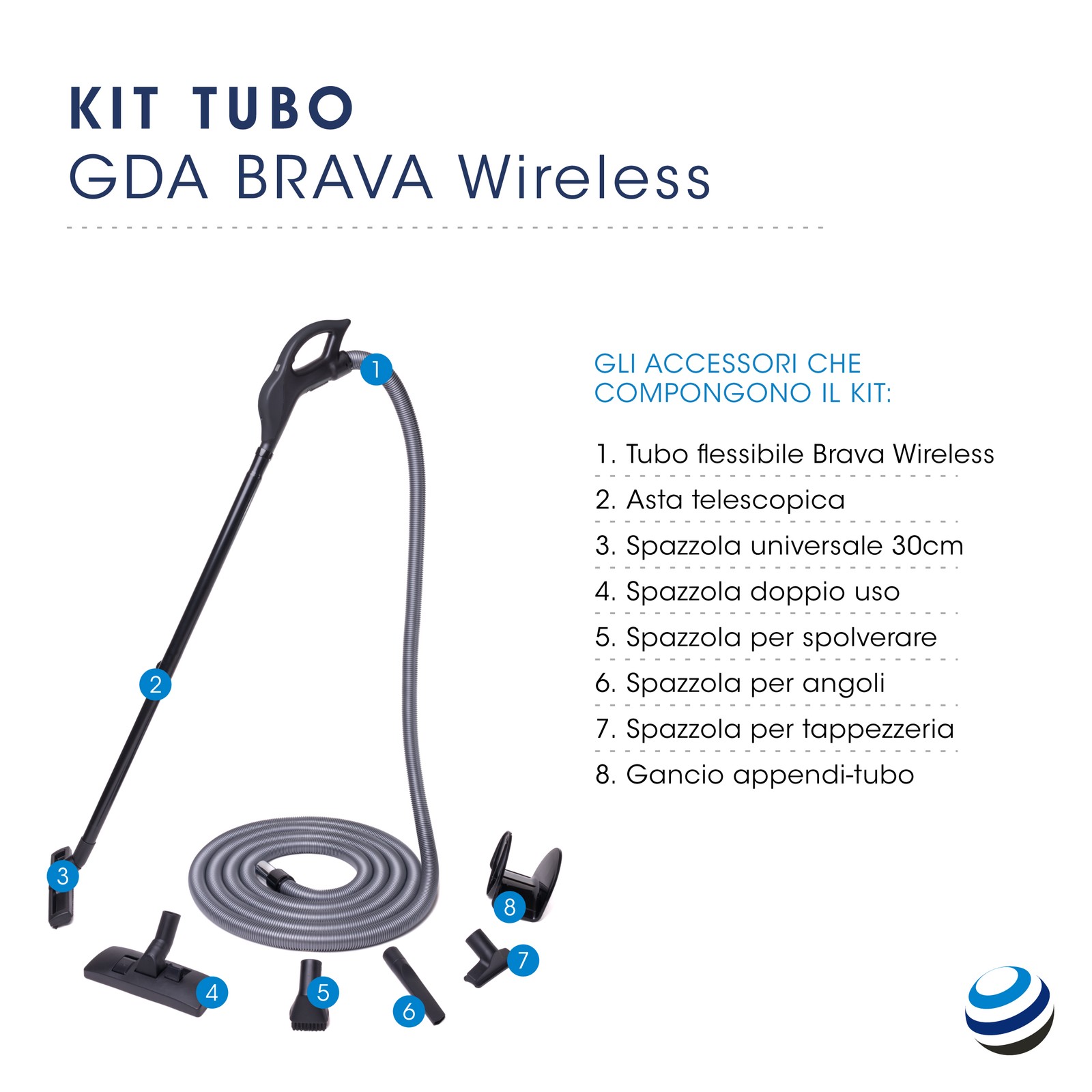 Kit accessori GDA Brava Wireless per aspirazione centralizzata foto 2