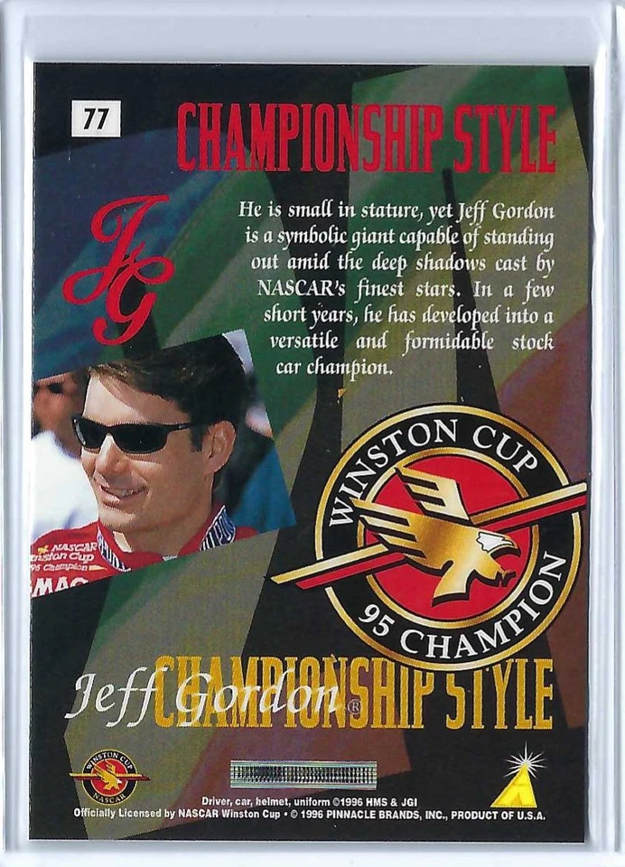 1996 Pinnacle Zenith 24KT Artist Proof Jeff Gordon #77 - Image 2 of 2