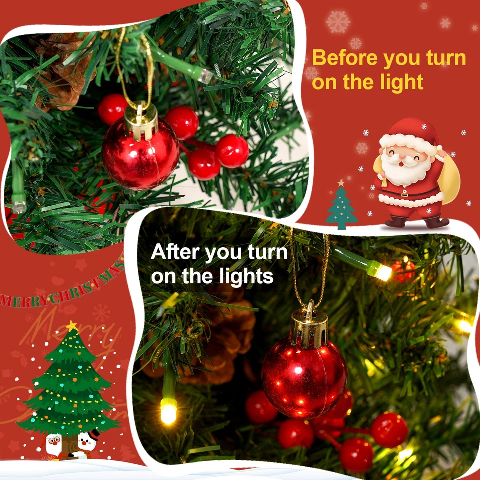 Mini Künstlicher Weihnachtsbaum Tannenbaum Beleuchtet Geschmückt Christbaum 60cm - Bild 3 von 4