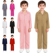 Boys Girl Jumpsuits Overall Mechanic Costume Boiler Suit Kids Coveralls Workwear