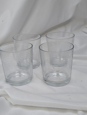 Set of 4 Pasabahce Doro Lowball Glasses Horizontal Optic Ribbed 4''