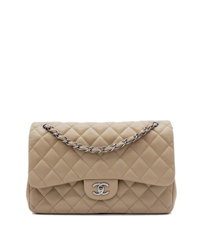 Chanel Jumbo Classic Shoulder Bag in Nude Lambskin with Silver Hardware-image