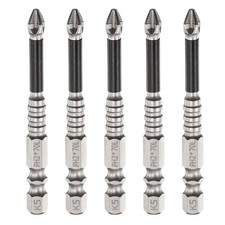 HARFINGTON 5pcs Phillips Screwdriver Bit PH2 Serrated Tip x 2.8"(70mm)